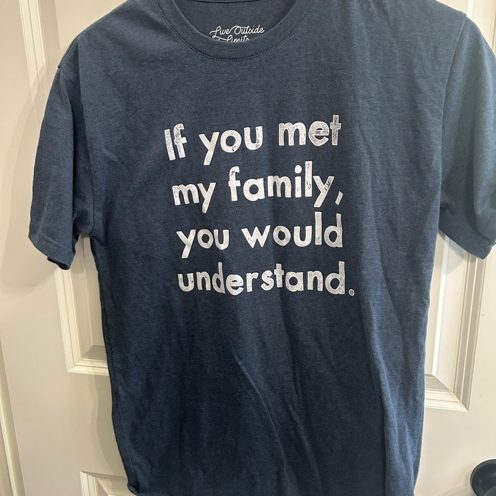 Comfy tee size Small women’s. Roomy. Comfy. Is this your family?